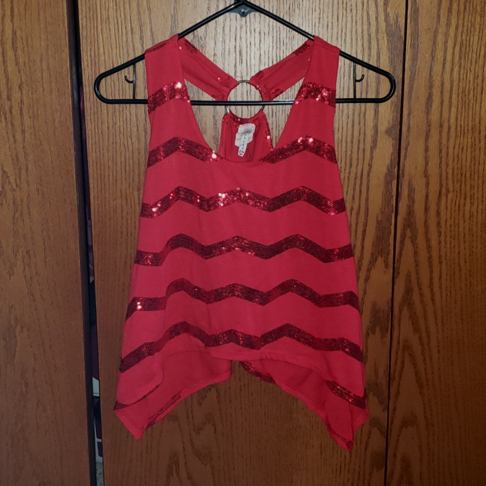 Red sequin crop top, medium